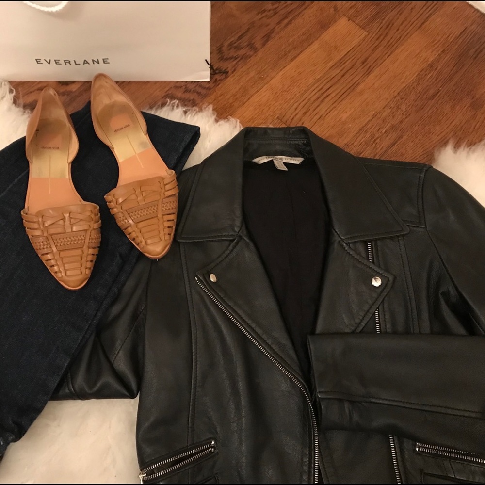 Zara Trafulac Leather Motto Jacket